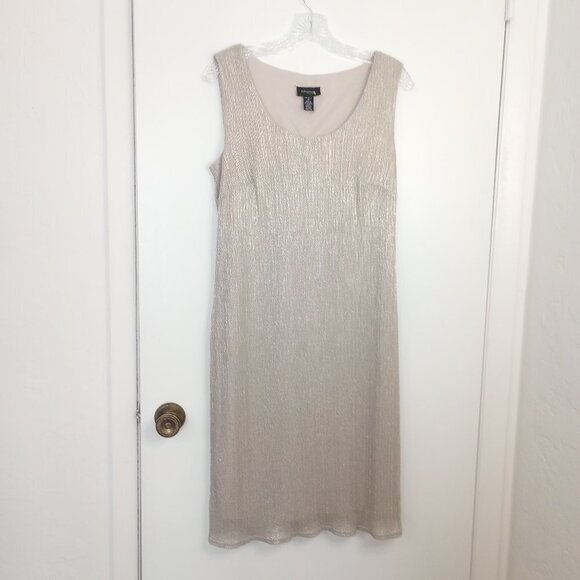R&M Richards Metallic Silver Sleeveless Shift Dress - Picture 1 of 10